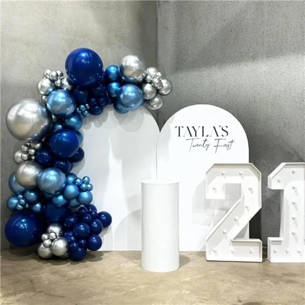 Blue Silver Balloons 60 Pcs Metallic Confetti Latex Party Decorations Birthday B